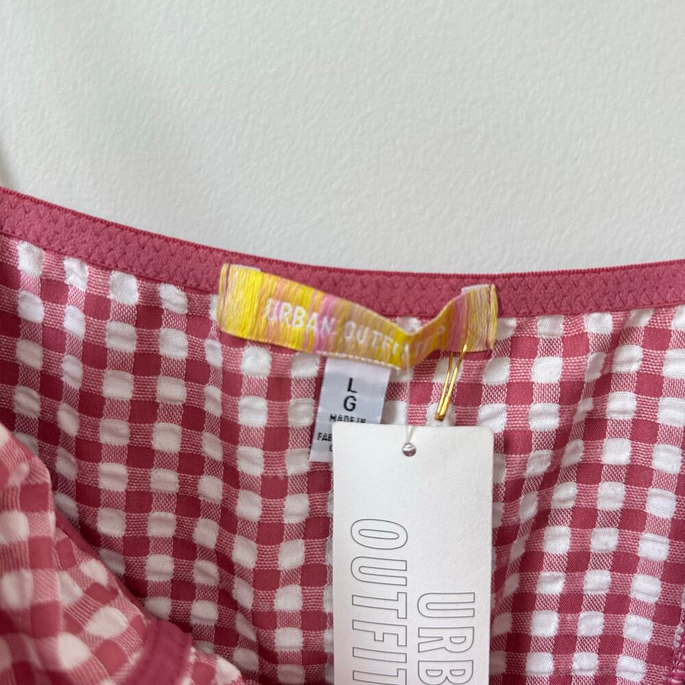 Urban Outfitters Felicity Eyelet Bustier Gingham Print Mini Dress Pink L NWT - Picture 5 of 10